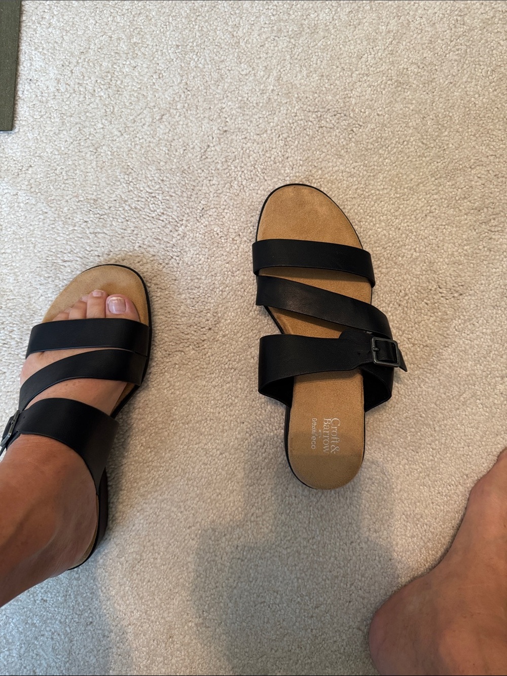 croft & barrow Black Strappy Slide Sandals